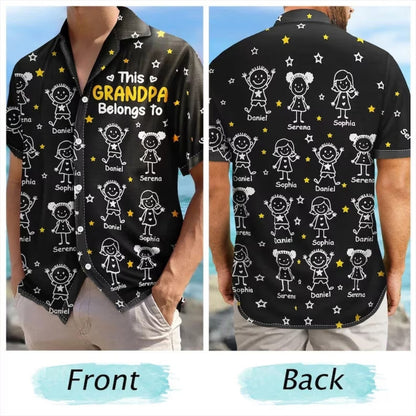 This Grandpa Belongs To Custom Kid Names Hawaiian Shirt For Men, Custom Father Day Hawaiian Shirt For Dad Grandpa HE0129
