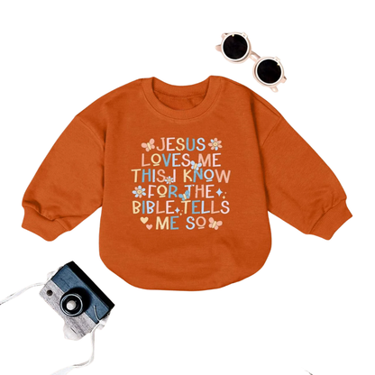 Jesus Loves Me This I Know For The Bible Tells Me So Baby Romper Sweatshirt, Christian Baby Romper Sweatshirt BB0223