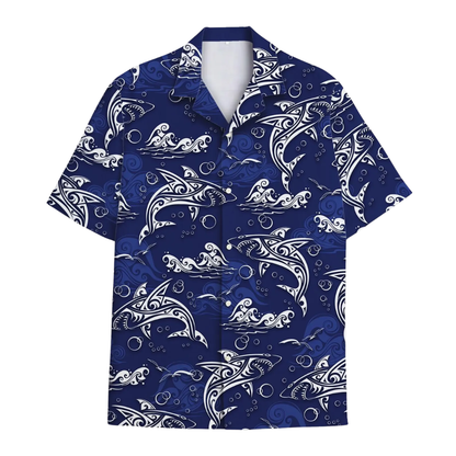Men's Shark Blue Hawaiian Shirt, Shark Hawaiian Shirts HE0279