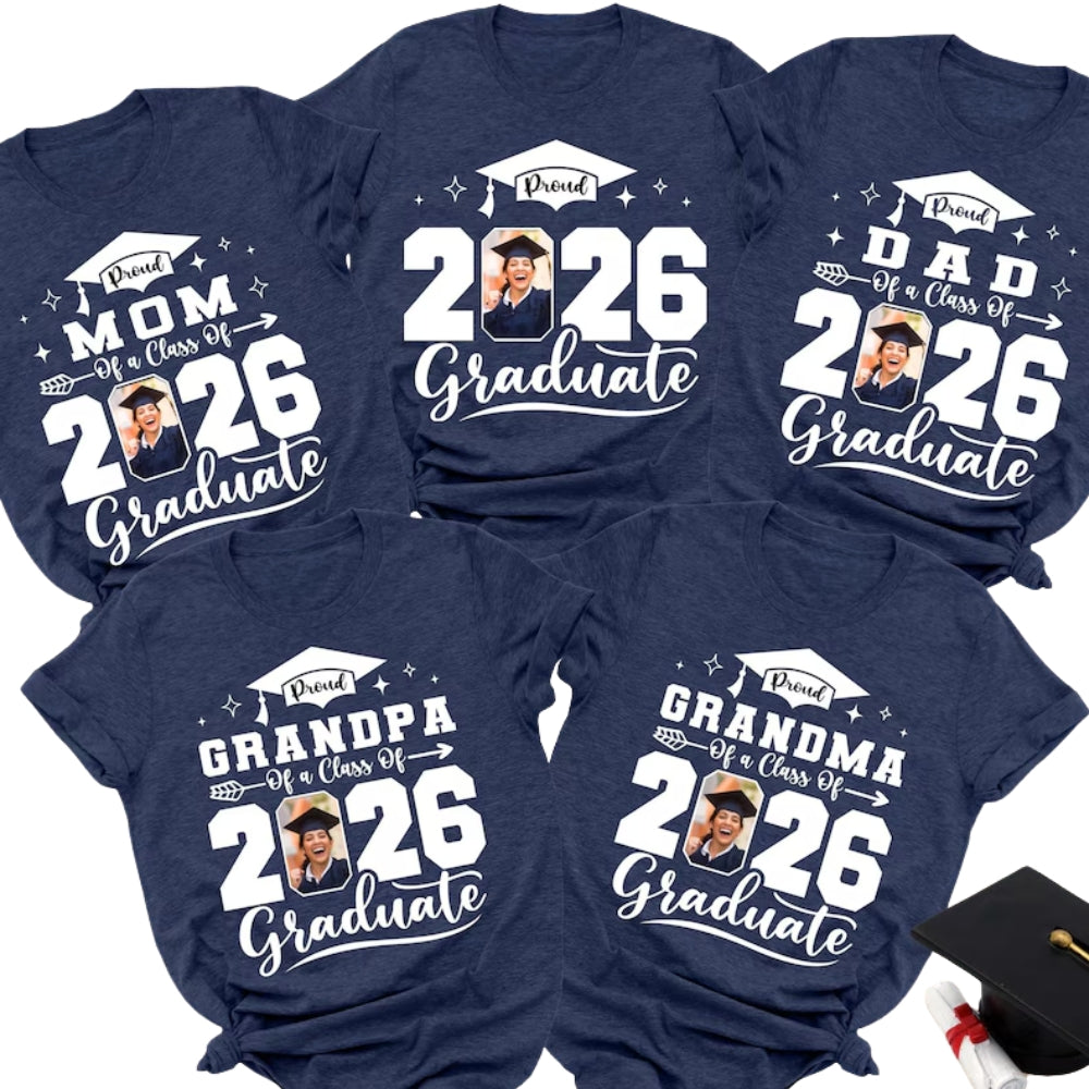 Custom Photo Proud Graduate Matching Family T Shirts, Personalized Graduation Shirts For Family ET0076