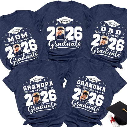 Custom Photo Proud Graduate Matching Family T Shirts, Personalized Graduation Shirts For Family ET0076
