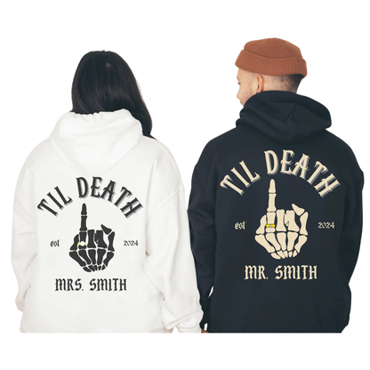 Personalized Til Death Wedding Couple Matching Hoodies, Custom Wedding Couple Hoodies ET1352