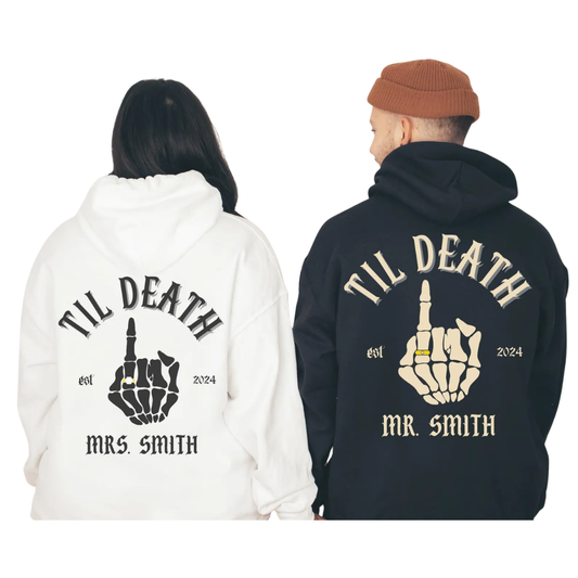 Personalized Til Death Wedding Couple Matching Hoodies, Custom Wedding Couple Hoodies ET1352