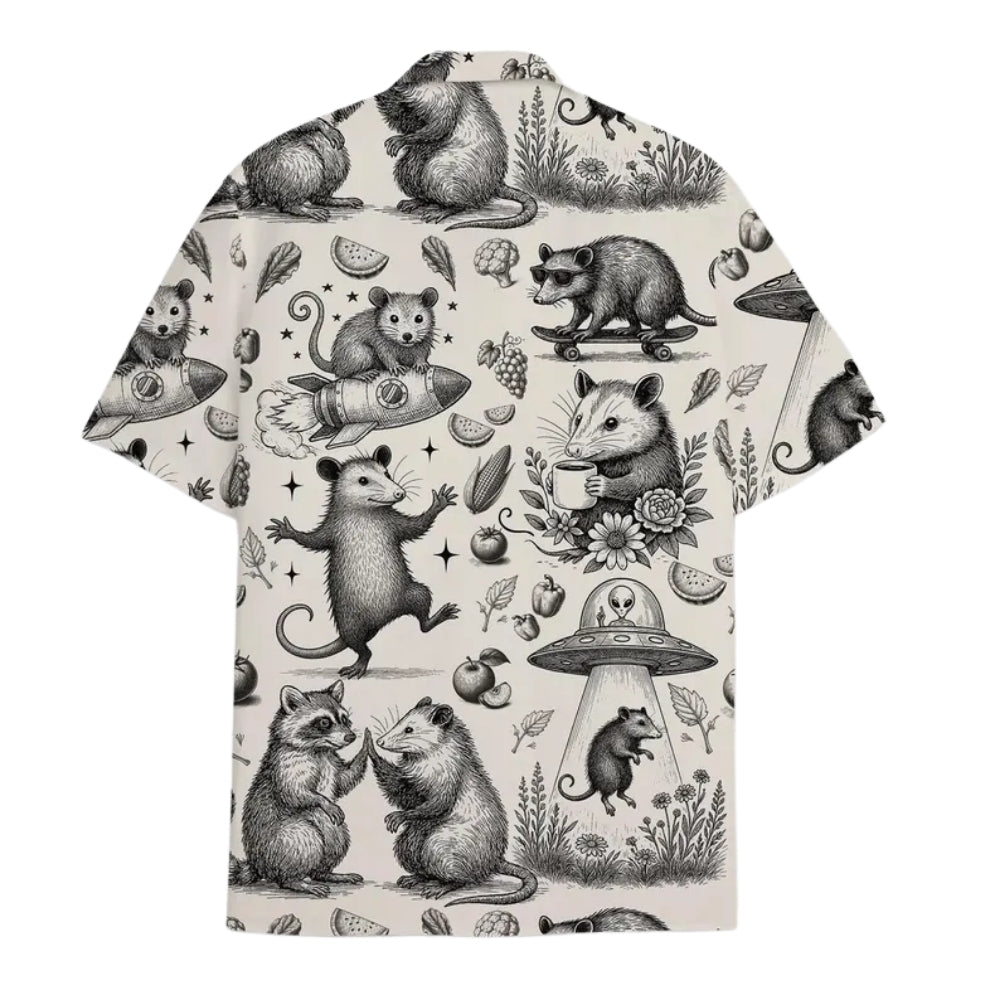 Vintage Opossum UFO Hawaiian Shirt Men And Women, Opossum Hawaiian Shirts HE0016