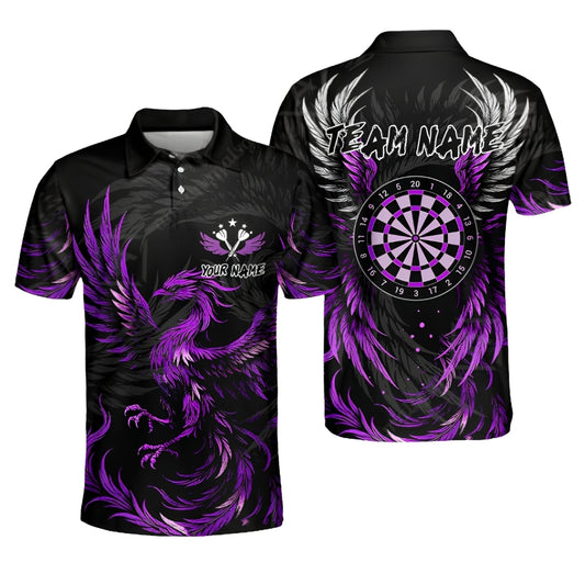 Custom Phoenix Purple Darts Polo Shirts For Men, Custom Phoenix Dart Team Shirts DZ0077