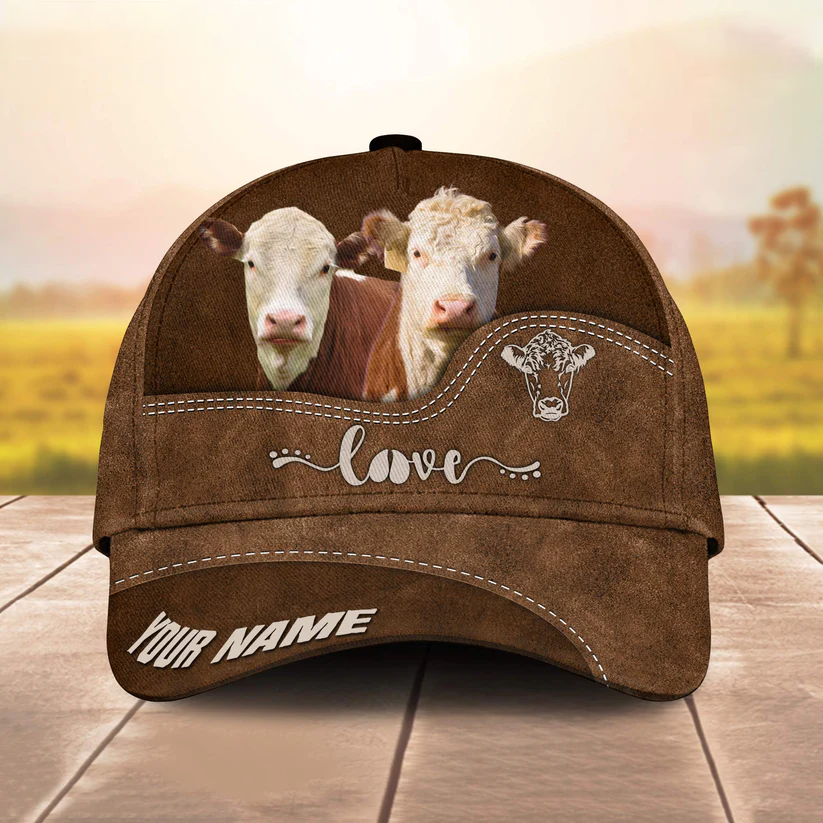 Hereford Love Leather Pattern Customized Name Cap CA0142