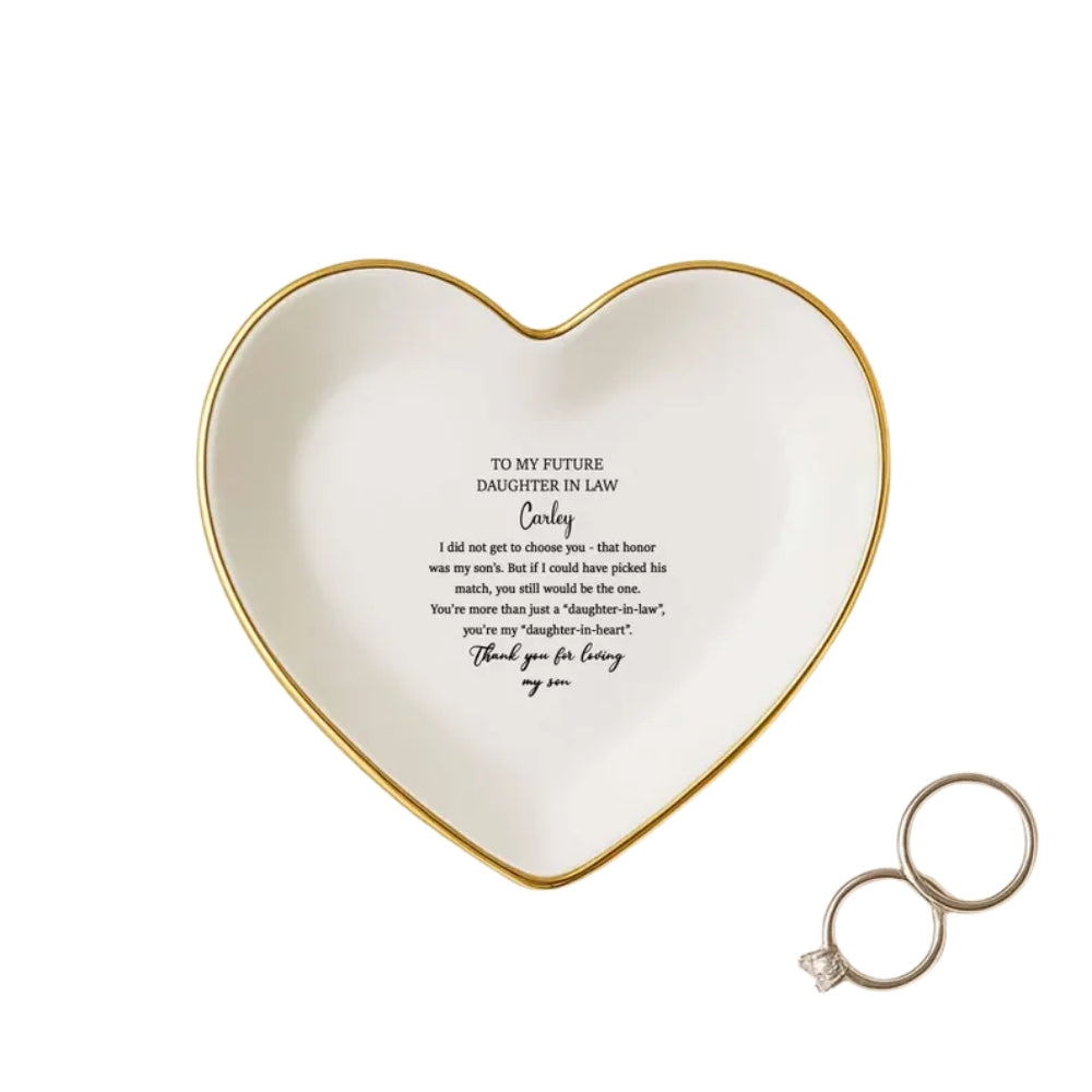Personalized To My Future Daughter In Law Ring Dish, Custom Daughter In Law Wedding Jewelry Dish WD0126