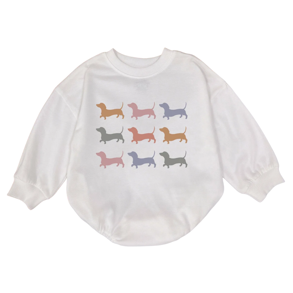 Dachshund Baby Romper Sweatshirt, Dog Dachshund Romper Sweatshirt For Baby BB0538