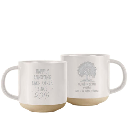 Custom 9th Wedding Anniversary Willow Pottery Mug, Custom 9th Anniversary Mug WD0065