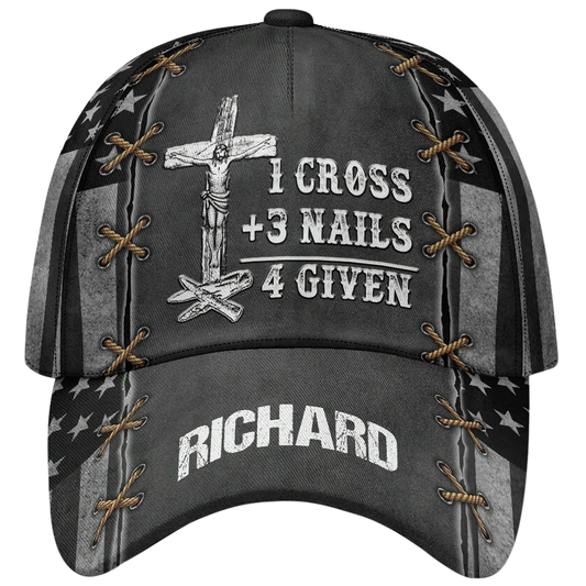 1 Cross 3 Nail 4 Given Personalized Name Christian Baseball Cap, Custom Christian Cap Hat CP0571