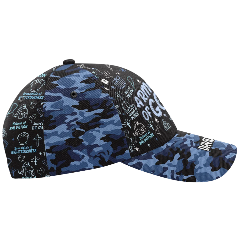 Armor Of God Custom Blue Camo Baseball Cap, Custom Christian Faith Hats CP0589