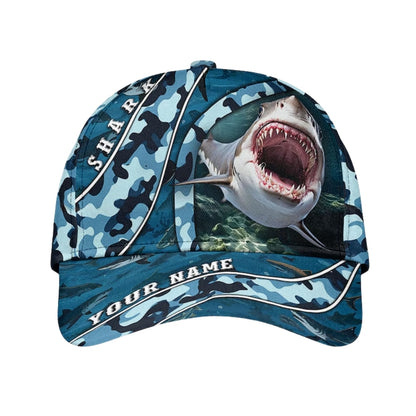 Custom Shark Camo 3D Baseball Cap, Custom Shark Hats Caps CP0083