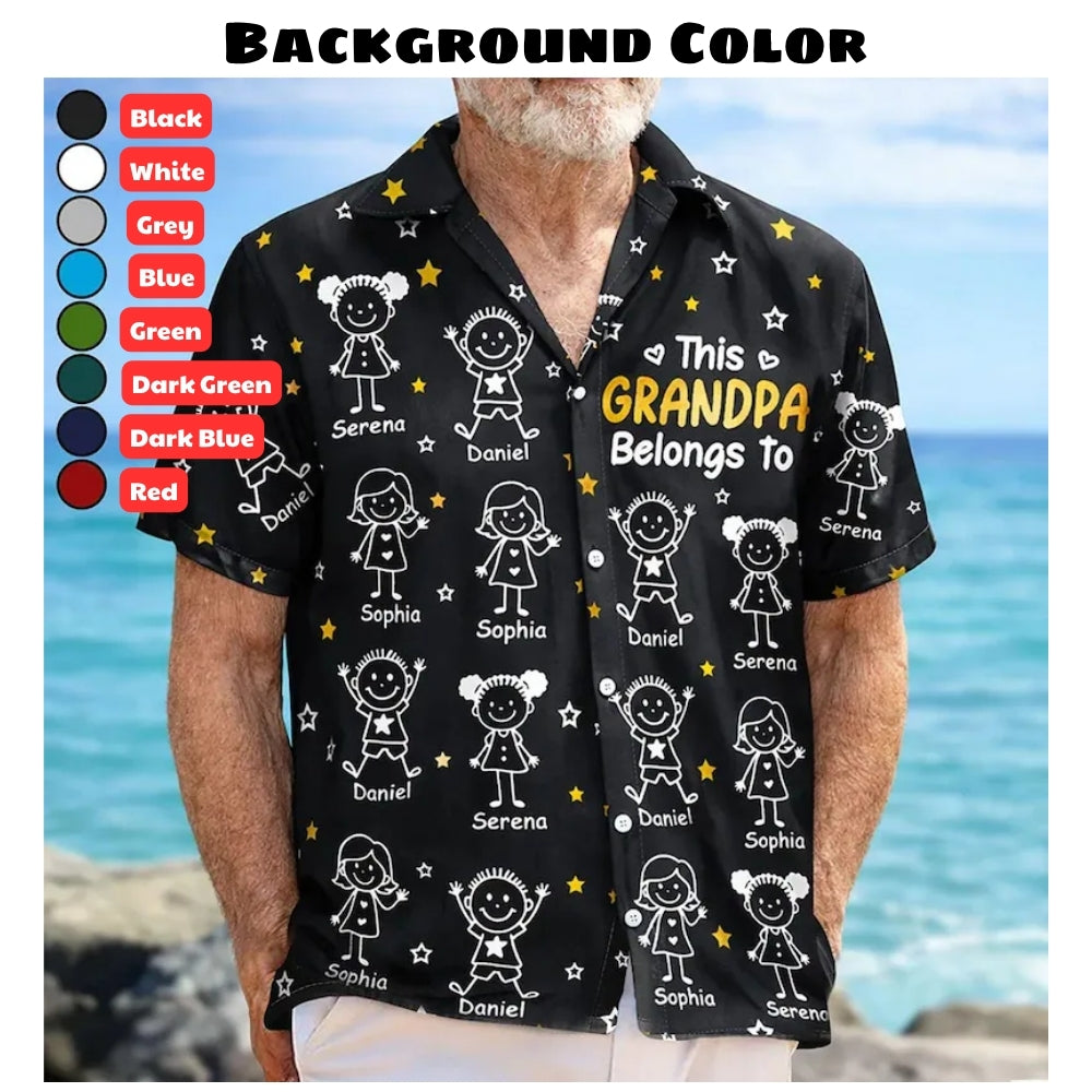This Grandpa Belongs To Custom Kid Names Hawaiian Shirt For Men, Custom Father Day Hawaiian Shirt For Dad Grandpa HE0129