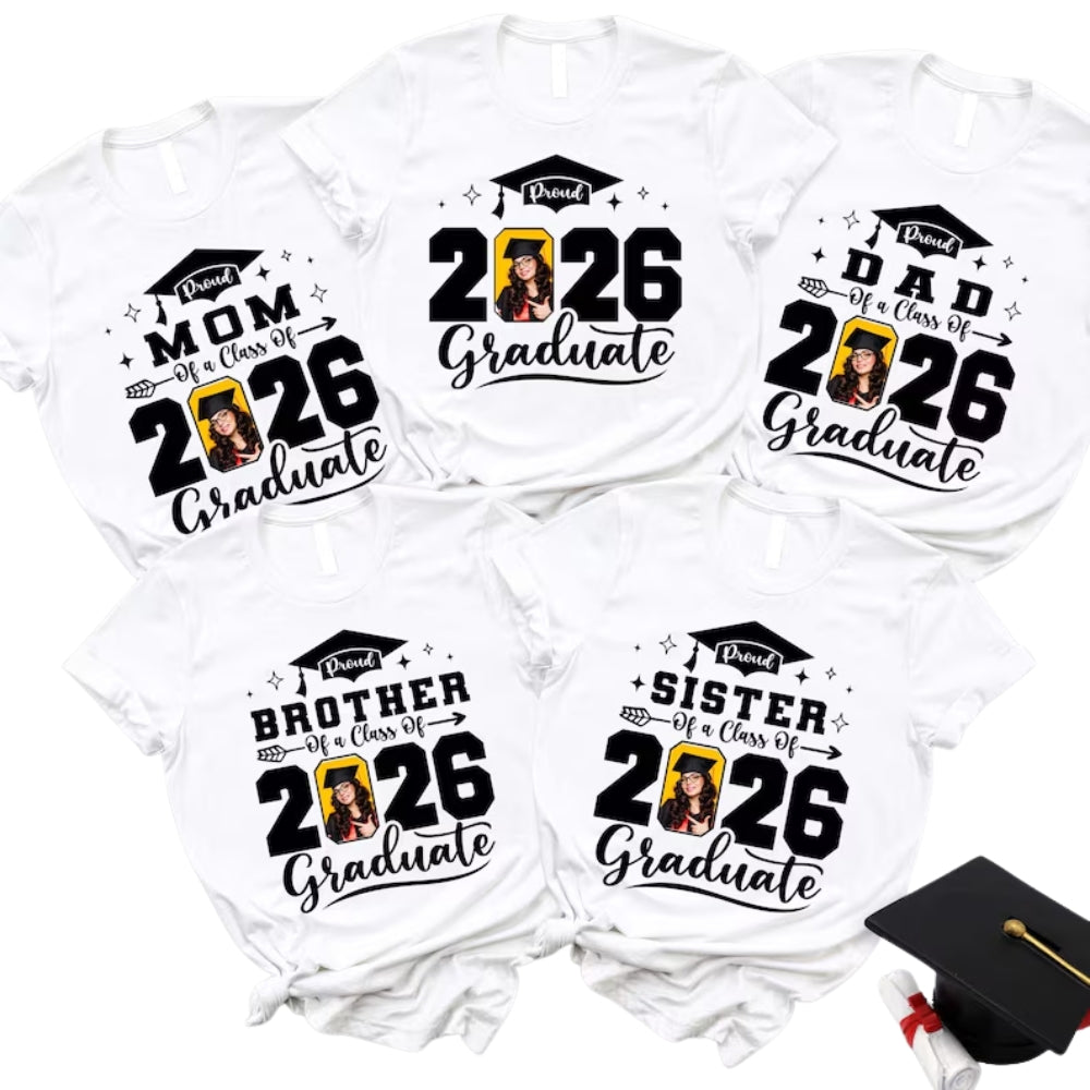 Custom Photo Proud Graduate Matching Family T Shirts, Personalized Graduation Shirts For Family ET0076