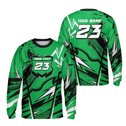 Custom Grunge Red Racing Dirt Bike Long Sleeve For Men, Custom Number Dirt Bike Jerseys ME0032