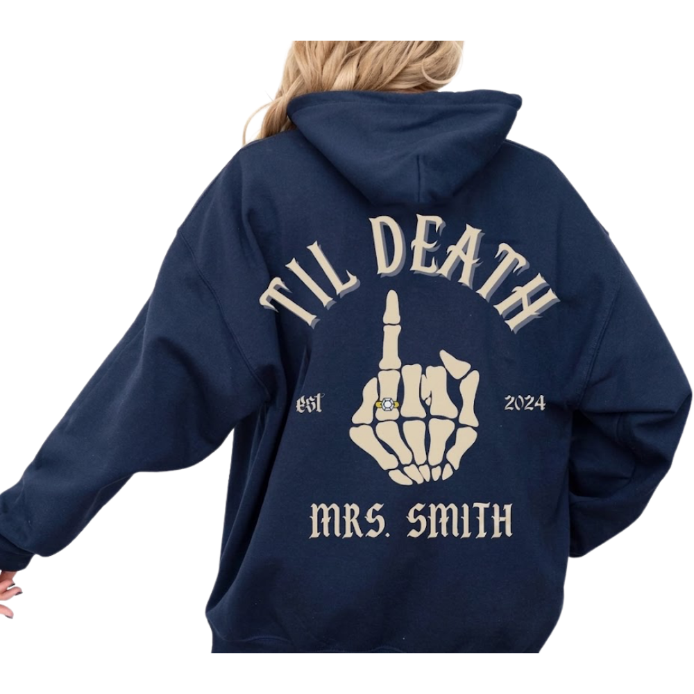 Personalized Til Death Wedding Couple Matching Hoodies, Custom Wedding Couple Hoodies ET1352