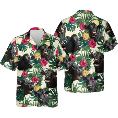 Black Angus Tropical Hawaiian Shirt Men Women, Black Angus Hawaiian Shirt For Cow Lovers HE0514