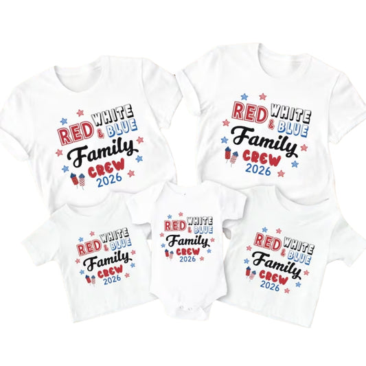 Red White Blue Family Crew Matching Family 4th Of July T Shirts, Custom Year Matching Family Independence Day Shirts ET0674