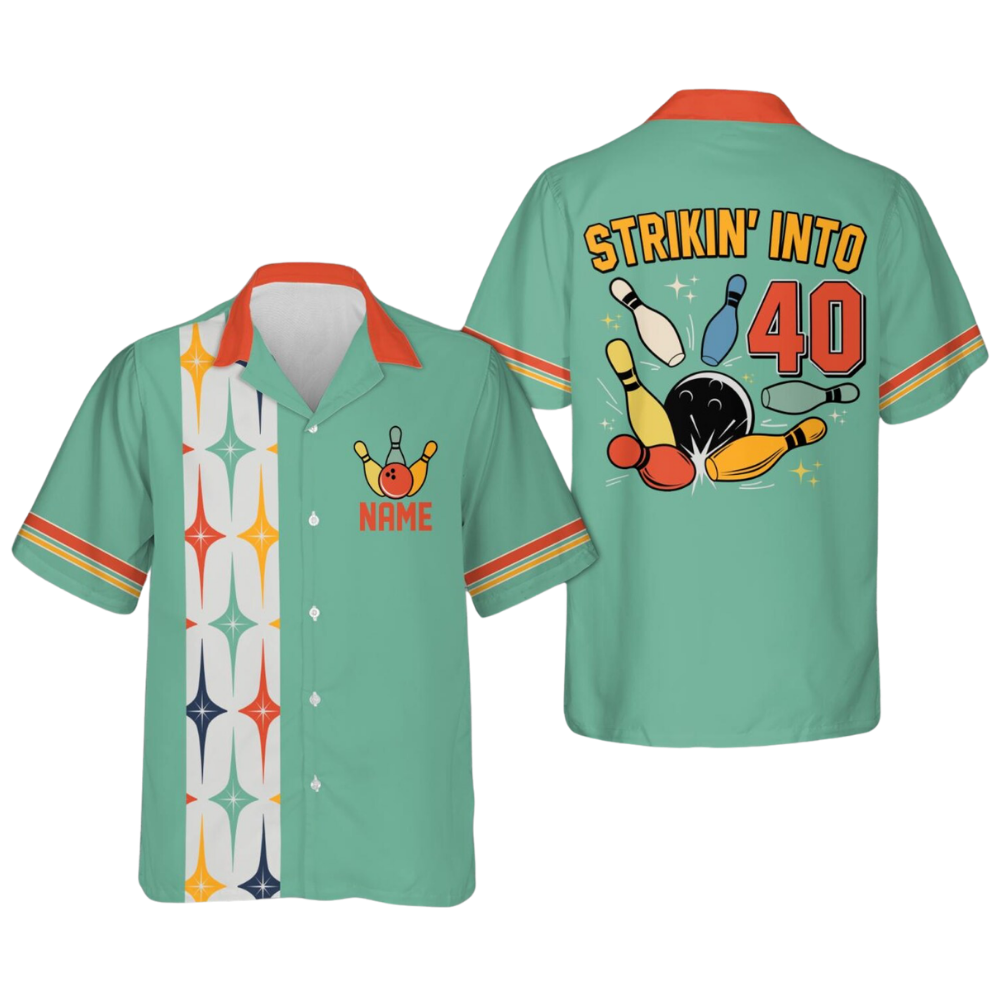 Strikin' Into Custom Retro Bowling Shirt With Age For Men, Custom Birthday Retro Bowling Shirt BE0201