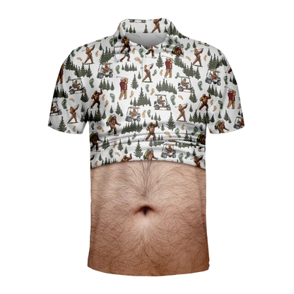 Men's Fat Belly Hilarious Bigfoot Golf Polo Shirt, Funny Bigfoot Golf Shirts GE0511