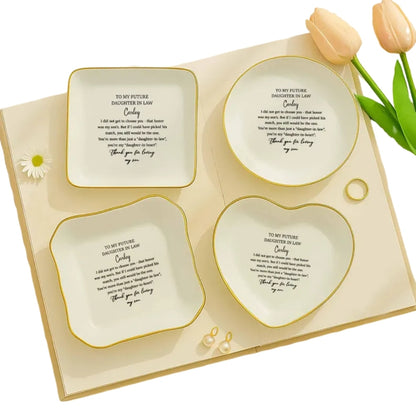 Personalized To My Future Daughter In Law Ring Dish, Custom Daughter In Law Wedding Jewelry Dish WD0126