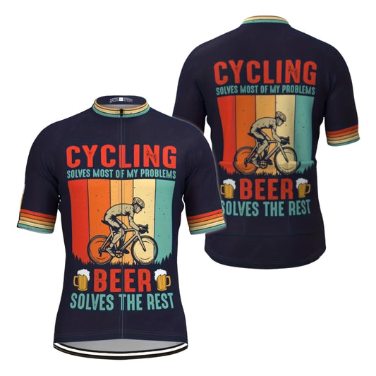 Cycling Solves Most Of My Problems Beer Solves The Rest Mens Short Sleeve Cycling Jersey, Funny Beer Cycling Jerseys CE0002
