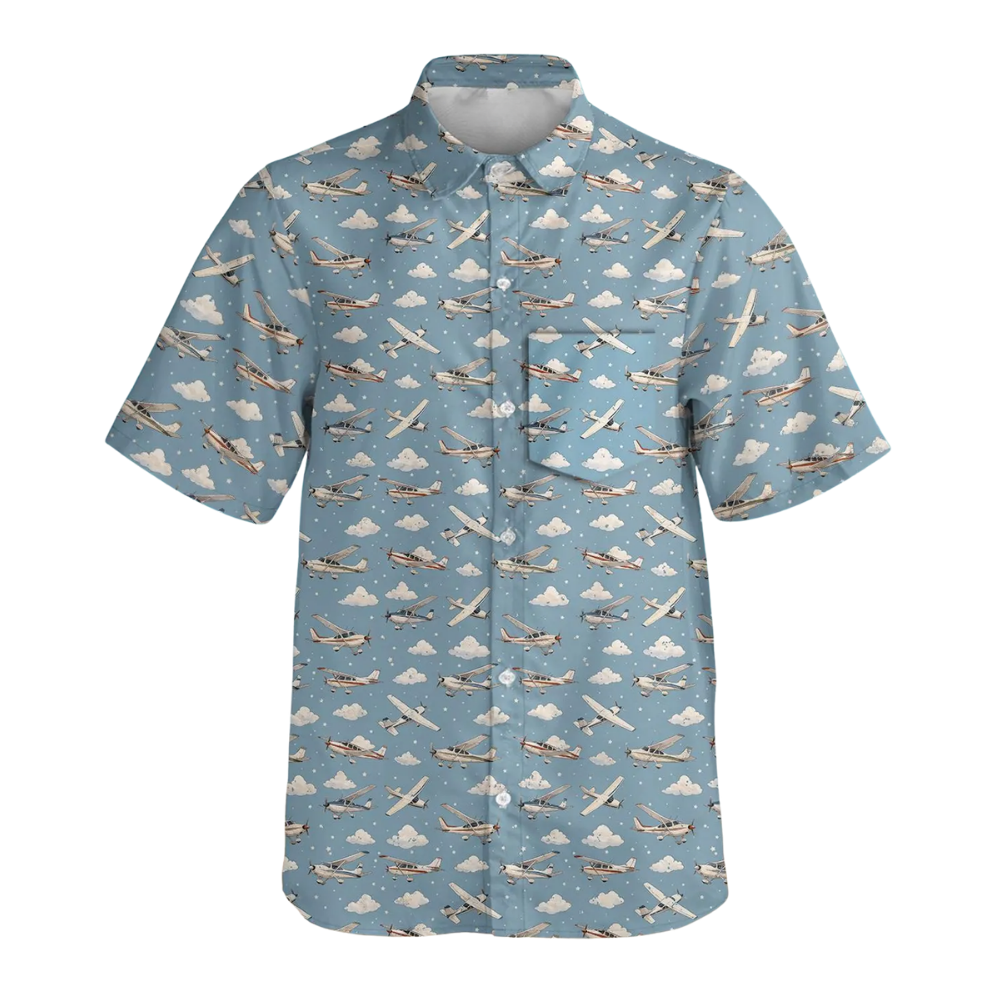 Vintage Airplane Hawaiian Shirt For Men With Pocket, Aircraft Lover Hawaiian Shirts HE0543