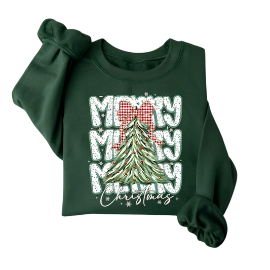 Merry Christmas Tree Bow Sweatshirt, Christmas Sweatshirts 2D0889