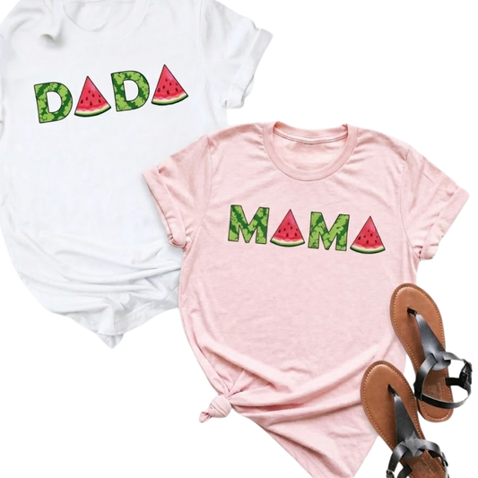 Watermelon Dada And Mama Matching Birthday Family T Shirt, Matching Watermelon Family Shirt ET1303