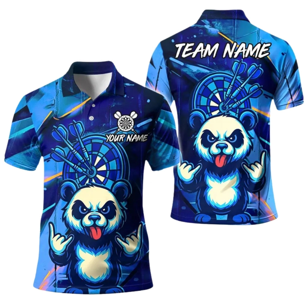 Custom Funny Panda Graffiti Darts Polo Shirt For Men, Custom Panda Darts Team Shirts DE0022