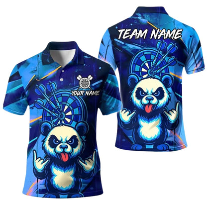 Custom Funny Panda Graffiti Darts Polo Shirt For Men, Custom Panda Darts Team Shirts DE0022