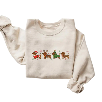 Cute Dachshund Christmas Sweatshirt, Wiener Dog Lover Sweatshirt 2D0673