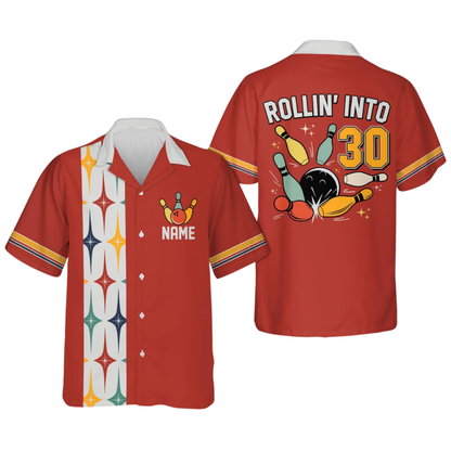 Strikin' Into Custom Retro Bowling Shirt With Age For Men, Custom Birthday Retro Bowling Shirt BE0201