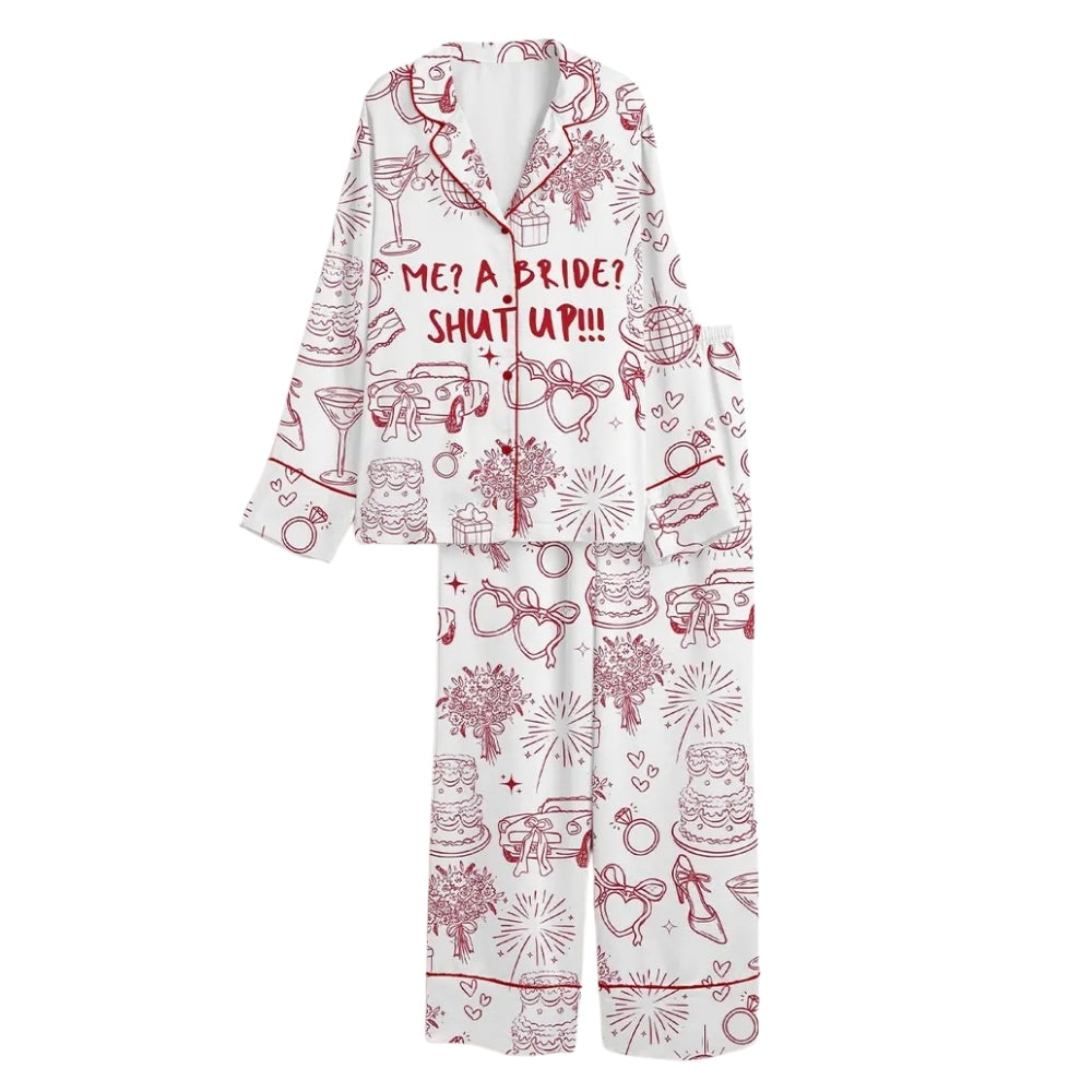 Me A Bride Shut Up Pajamas Set For Bridal, Funny Bachelorette Pajamas For Bride Bridesmaid WD0191