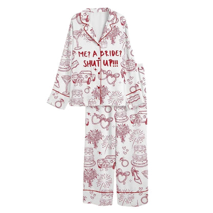 Me A Bride Shut Up Pajamas Set For Bridal, Funny Bachelorette Pajamas For Bride Bridesmaid WD0191