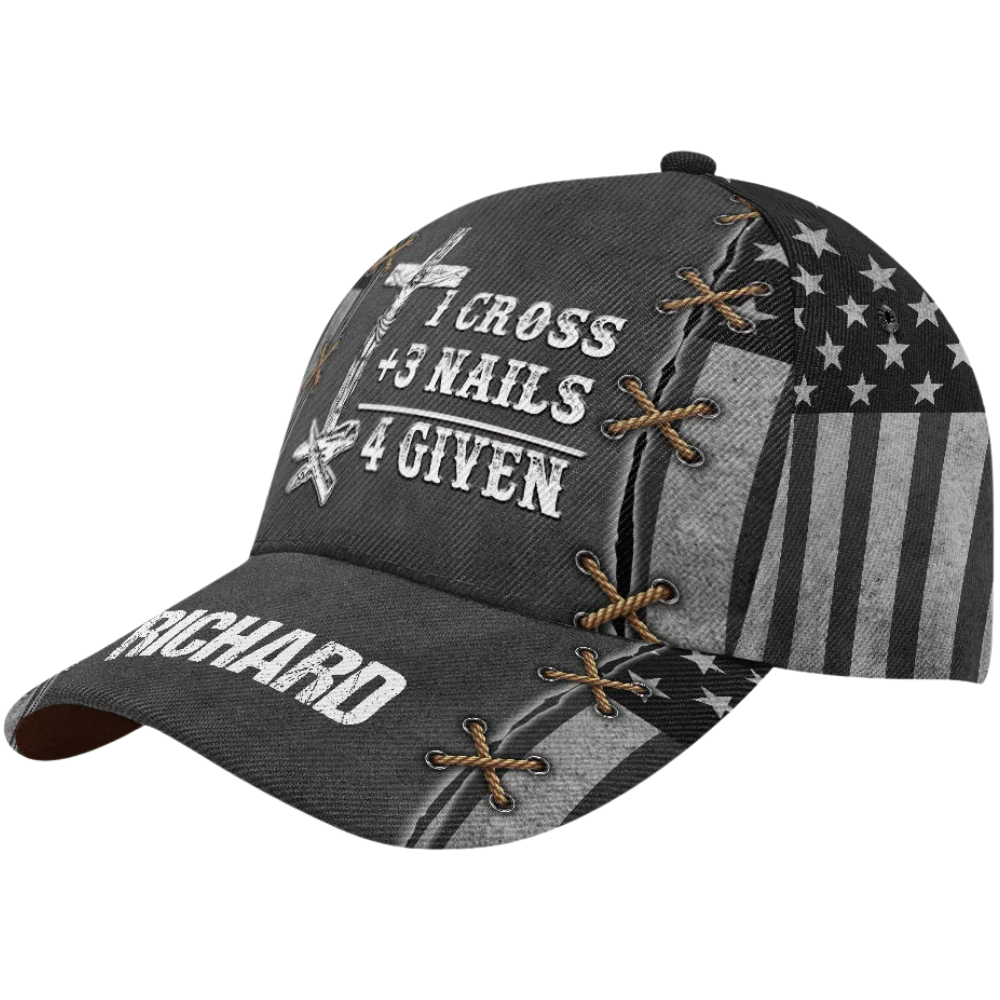 1 Cross 3 Nail 4 Given Personalized Name Christian Baseball Cap, Custom Christian Cap Hat CP0571