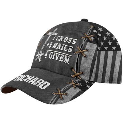 1 Cross 3 Nail 4 Given Personalized Name Christian Baseball Cap, Custom Christian Cap Hat CP0571