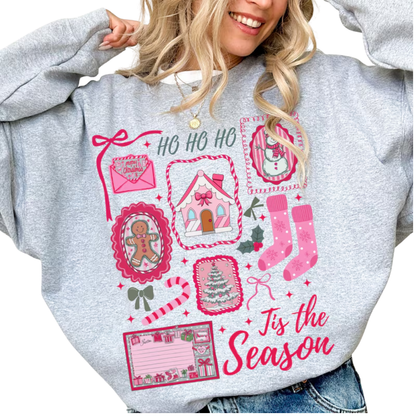Tis The Season Pink Christmas Sweatshirt For Women, Christmas Pink Sweatshirts 2D0890