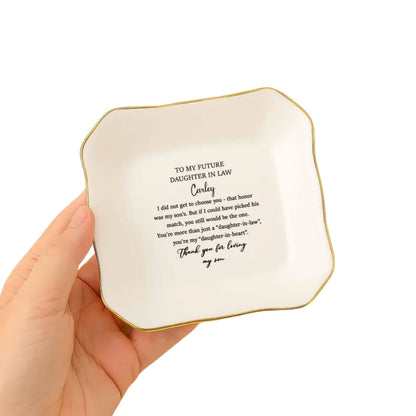 Personalized To My Future Daughter In Law Ring Dish, Custom Daughter In Law Wedding Jewelry Dish WD0126