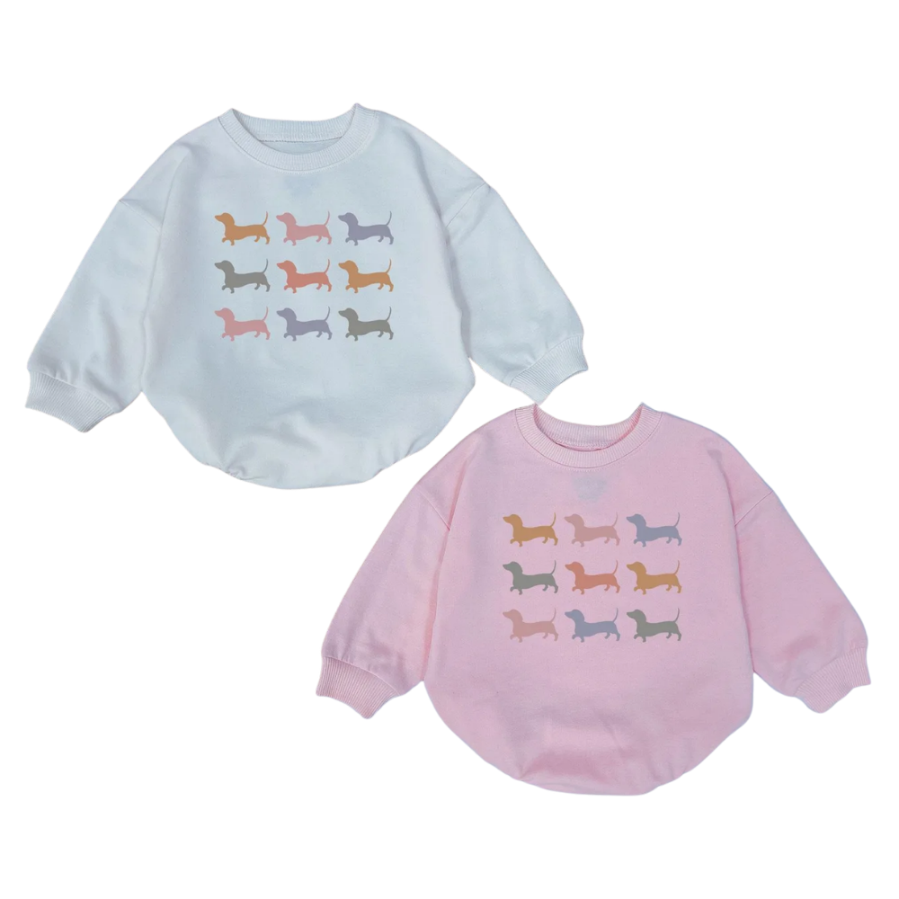 Dachshund Baby Romper Sweatshirt, Dog Dachshund Romper Sweatshirt For Baby BB0538