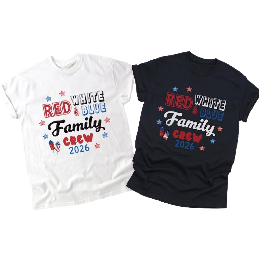 Red White Blue Family Crew Matching Family 4th Of July T Shirts, Custom Year Matching Family Independence Day Shirts ET0674