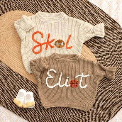 Custom Basketball Embroidered Knit Baby Sweater, Custom Baby Basketball Sweatshirt BB0759