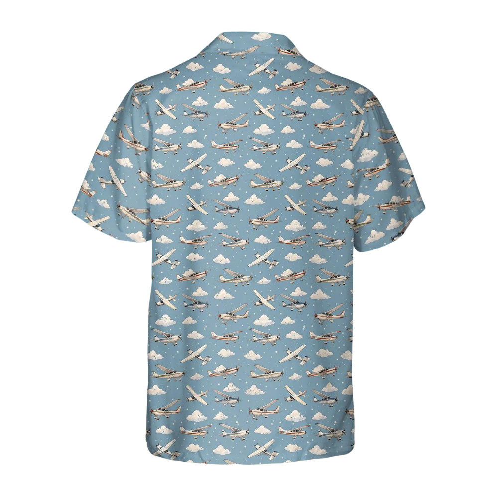 Vintage Airplane Hawaiian Shirt For Men With Pocket, Aircraft Lover Hawaiian Shirts HE0543