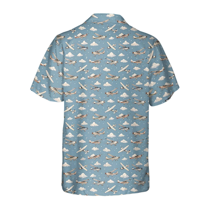 Vintage Airplane Hawaiian Shirt For Men With Pocket, Aircraft Lover Hawaiian Shirts HE0543