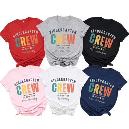 Kindergarten Crew Custom Matching T Shirt, Custom Kindergarten Teacher Shirts ET1049