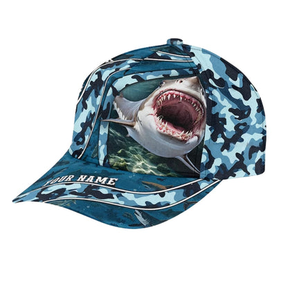 Custom Shark Camo 3D Baseball Cap, Custom Shark Hats Caps CP0083