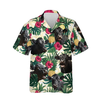 Black Angus Tropical Hawaiian Shirt Men Women, Black Angus Hawaiian Shirt For Cow Lovers HE0514