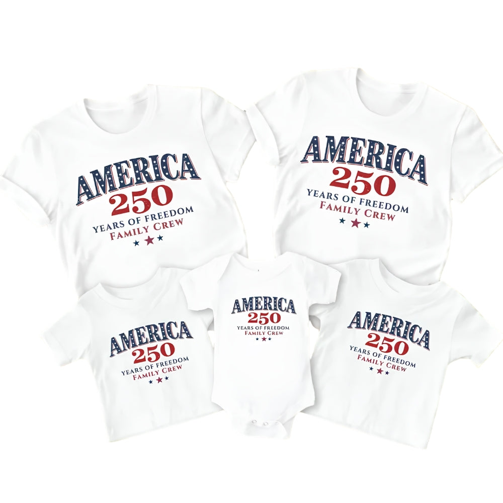Matching 250th Anniversary Family Crew T Shirts, Family Matching Shirt For Independence Day ET0522