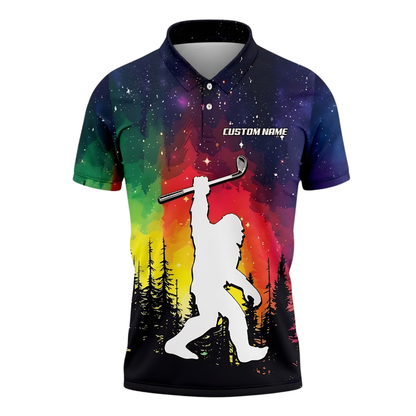 Not All Who Wander Are Lost Some Are Looking For Golf Balls Custom Colorful Bigfoot Golf Polo Shirt Men, Custom Funny Sasquatch Golf Shirts GZ0267