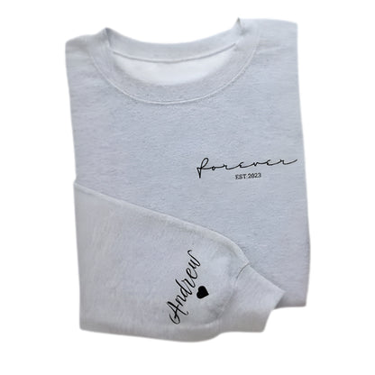 Custom Forever & Love Matching Couple Sweatshirts, Custom Couple Sweatshirt For Valentine Anniversary 2D0830